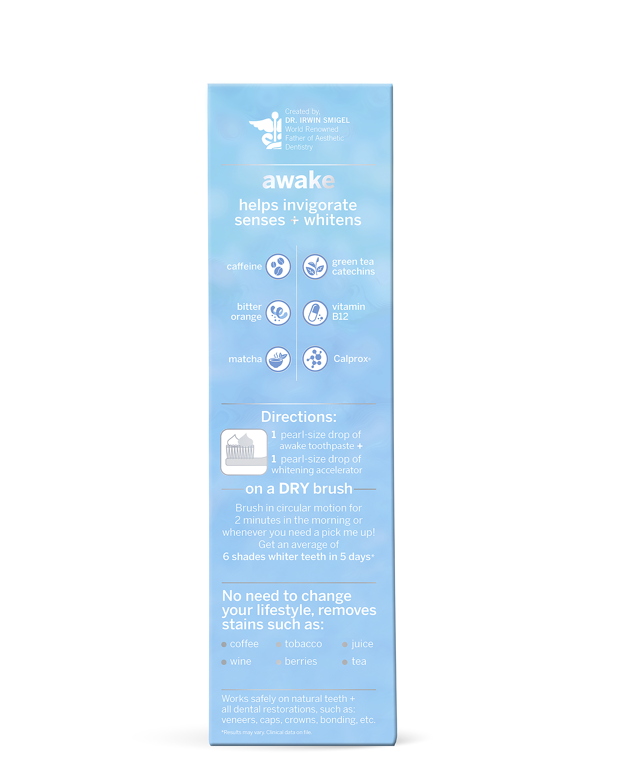 Awake Whitening Toothpaste Box Information