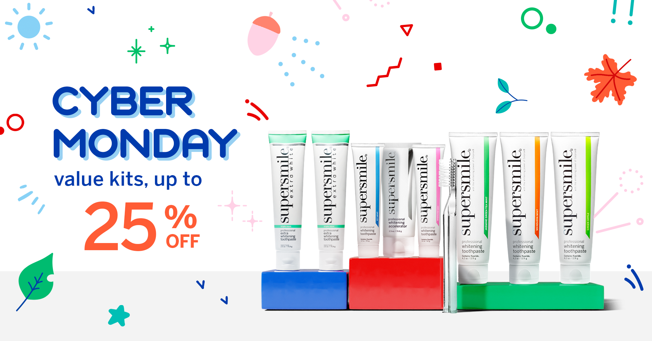 Cyber Monday sale up to 25% off value kits and unmissable items on supersmile